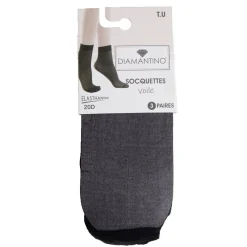 Discount Gifi Lot de 3 paires de socquette femme polyamide et tulle noir 20D