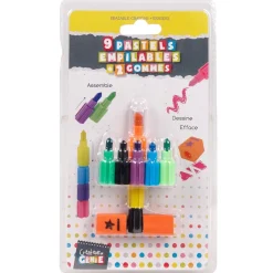Gifi Lot de 6 pastels empilables + 2 gommes