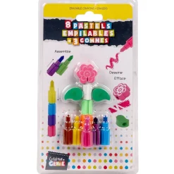 Gifi Lot de 6 pastels empilables + 2 gommes