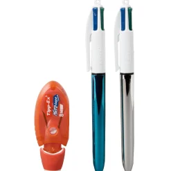 Lot de 2 stylos BIC 4 couleurs + ruban correcteur.*Gifi Hot