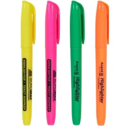 Lot de 4 surligneurs fins - orange vert rose jaune*Gifi Best