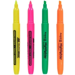 Lot de 4 surligneurs fins - orange vert rose jaune*Gifi Best