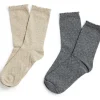Hot Gifi Lot 2 paires de chaussettes femme fils métallisés - Beige