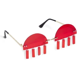 Best Gifi Lunettes fantaisies adulte demi-cercle rouge avec cils pendants