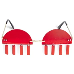 Best Gifi Lunettes fantaisies adulte demi-cercle rouge avec cils pendants
