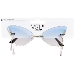 Sale Gifi Lunettes fantaisies adulte papillon bleu et rose avec pendentif