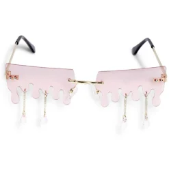Best Gifi Lunettes fantaisies adulte rose design dégoulinant bijoux pendants