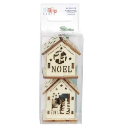 Gifi Jeux Créatifs<Maison de Noël ajourée motif et inscription à décorer en bois x2
