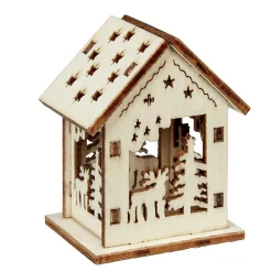 Gifi Jeux Créatifs<Maison de Noël ajourée motif et inscription à décorer en bois x2