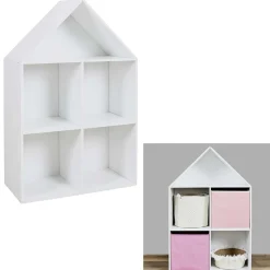 Gifi Meuble de rangement Paul forme maison 4 cases bois blanc 65x32xH101cm