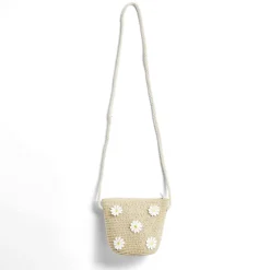 Sale Gifi Mini sac tressé avec marguerites 14x5x12cm
