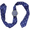 New Gifi Montre bracelet tissu bleu à pois blanc à cadran rond