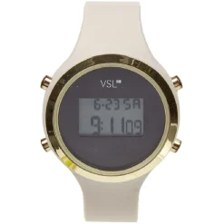 New Gifi Montre à cadran digital noir doré bracelet beige