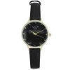 Clearance Gifi Montre femme bracelet pu noir et cadran doré