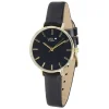Gifi Montre femme cadran doré bracelet simili noir