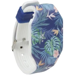 Gifi Montre LED chiffres invisibles silicone motif tropical bleu