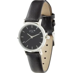 Hot Gifi Montre ronde argentée simili noir L22cm