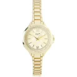 Sale Gifi Montre ronde métal doré déco strass