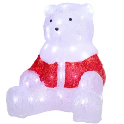 Gifi Ours lumineux assis blanc et rouge à poser 60 LED