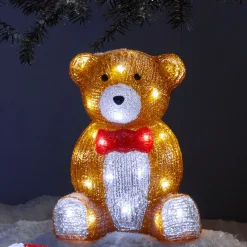 Gifi Ours lumineux marron assis avec noeud rouge