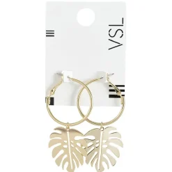 New Gifi Paire de boucles d'oreilles Créoles feuille palmier