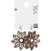 Outlet Gifi Paire de boucles d'oreilles pendantes en bois forme fleur filigrane marron