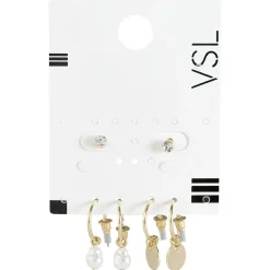 Clearance Gifi Paire de boucles d'oreilles Perle et Médaille x3