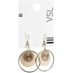 Gifi Paire de boucles d'oreilles rondes pendantes métal filigrane doré