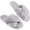 Discount Gifi Paire de chaussons à brides croisées femme gris