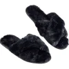 Discount Gifi Paire de chaussons à brides croisées femme noir