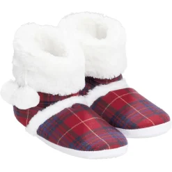 Outlet Gifi Paire de chaussons montants fourrés motif tartan