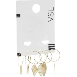 Discount Gifi Paire de créoles pendantes métal doré x3