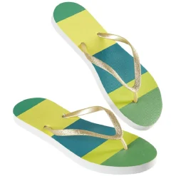 Outlet Gifi Paire de tongs Femme rayé vert bleu jaune T40/41