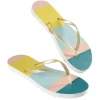 Sale Gifi Paire de tongs Femme rayé vert bleu jaune T36/37