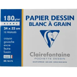 Papier dessin CLAIREFONTAINE blanc à grains*Gifi