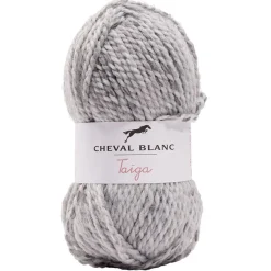 Gifi Pelote acrylique laine Cheval Blanc fil épais mélange Taïga 413 gris