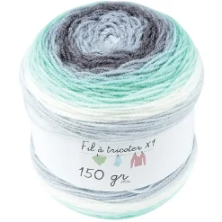 Gifi Pelote de laine toupie ton gris et vert