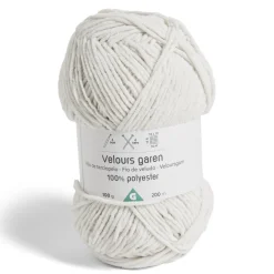 Gifi Pelote fil à tricoter 200m effet velours polyester blanc 100g