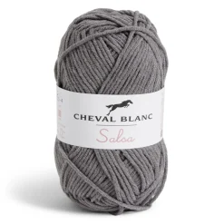 Gifi Pelote fil à tricoter 110m Salsa Cheval Blanc coton et acrylique gris 50g