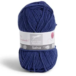 Gifi Pelote fil à tricoter 110m Salsa Cheval Blanc coton et acrylique bleu 50g