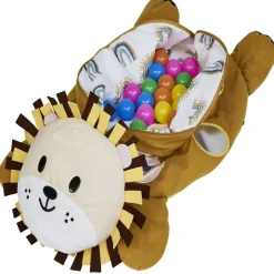 Gifi Eveil<Peluche piscine à balles Lion L.100x59xH.32 cm + 20 boules multicolore
