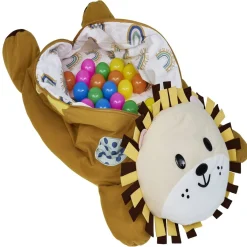 Gifi Eveil<Peluche piscine à balles Lion L.100x59xH.32 cm + 20 boules multicolore