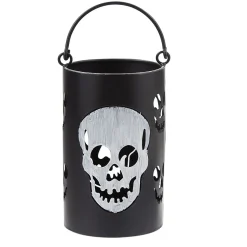 Photophore Halloween motif tête de mort noir et blanc*Gifi Sale