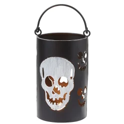 Photophore Halloween motif tête de mort noir et blanc*Gifi Sale