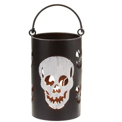 Photophore Halloween motif tête de mort noir et blanc*Gifi Sale