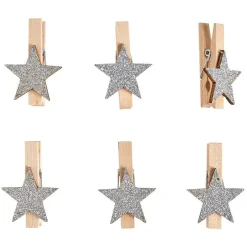Sale Gifi Pince en bois avec décor étoile x6