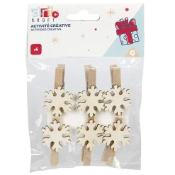 Gifi Jeux Créatifs<Pince porte-nom flocon de neige pailletté en bois x6