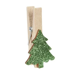 Gifi Jeux Créatifs<Pince porte-nom sapin vert pailletté en bois x6