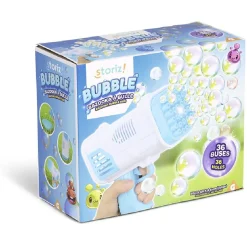 Pistolet bazooka à bulles 36 buses plastique rose*Gifi