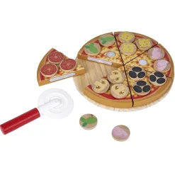 Gifi Jeux D'Imagination Et D'Imitation<Pizza à découper en bois avec ingrédients 18 pièces